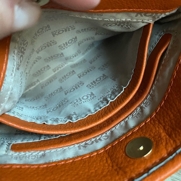 EUC Michael Kors Orange Pebbled Leather Crossbody Bag - Picture 10 of 15